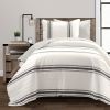 Twin XL Cream/Black Stripe Reversible Cotton 2-Pc Quilt Set