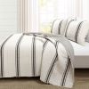 Twin XL Cream/Black Stripe Reversible Cotton 2-Pc Quilt Set