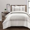 Twin XL Farmhouse Cream/Gray Stripe 2-Pc Reversible Cotton Quilt Set