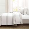 Twin XL Farmhouse Cream/Gray Stripe 2-Pc Reversible Cotton Quilt Set