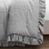California King Grey White Stripe Ruffle Reversible 3 Piece Comforter Set