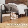 Queen size Modern Farmhouse Metal Platform Brown Wood Headboard Bed Frame