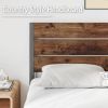 Queen size Modern Farmhouse Metal Platform Brown Wood Headboard Bed Frame